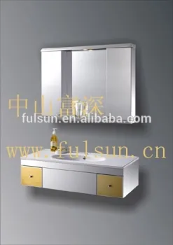 Modern Stainless Steel Bathroom Vanity Cabinet Furniture with Ceramic Basin