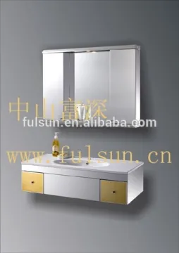 Modern Stainless Steel Bathroom Vanity Cabinet Furniture with Ceramic Basin