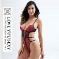 Sexy Lingerie Red Black Embroidered Bodysuits Sexy Lingerie Red Black Lace Embroidered Bodysuits Supplier