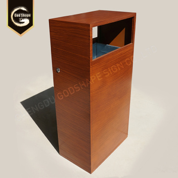 Cubo de basura de acero inoxidable de madera grande al aire libre Wastebin