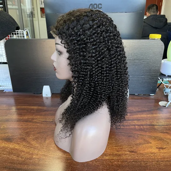 Human hair wig raw virgin indian hair from india, lace front closure kinky curly human hair transparent hd full lace wig