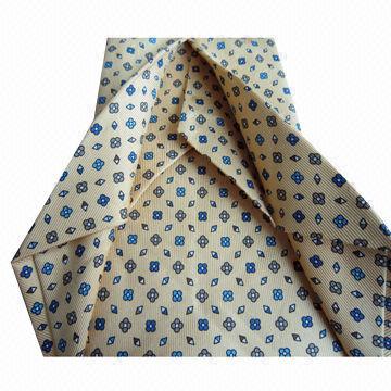 7-fold Necktie with Printed Silk Fabric, Handmade, Good-quality