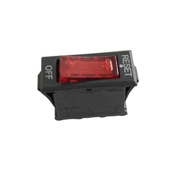 Illuminated Red Rocker Switch with Thermal Overload Protection and Light