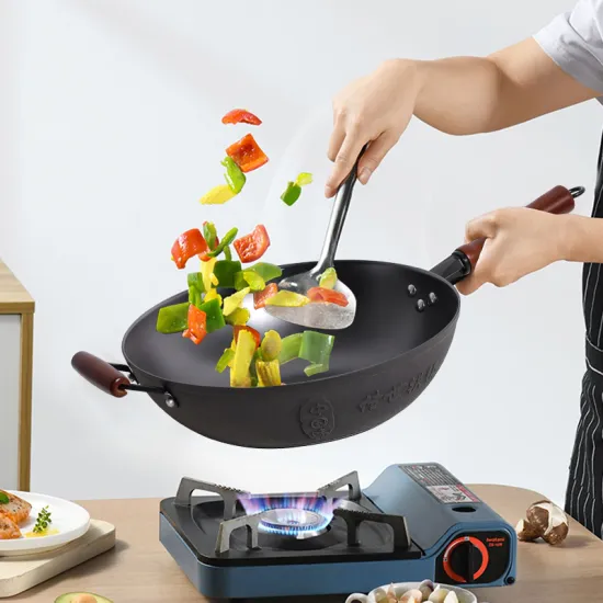 Manufacturer Wholesale Nonstick Cast Iron Wok with Lid