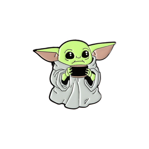 Distintivo in metallo mandaloriano con smalto morbido 3D Yoda