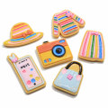 Kawaii 30mm flatback robe rayée résine Cabochons Mini caméra téléphone forme résine artisanat pour Barrettes de cheveux accessoires