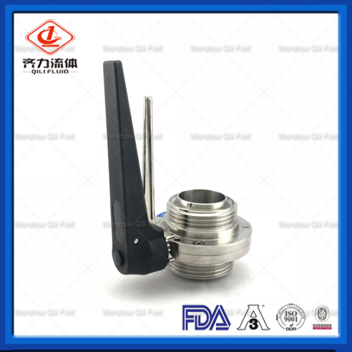 ISO DIN 3A Standard Threaded Sanitary Butterfly Valve