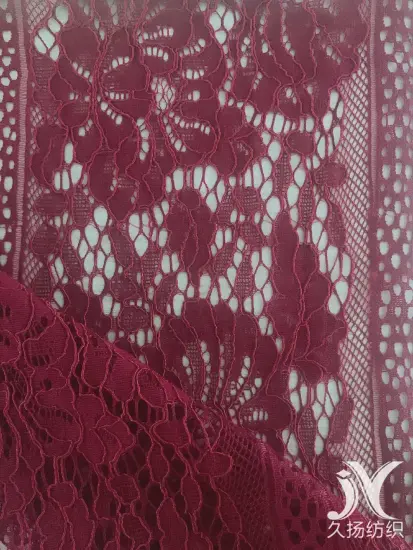 Wine Corded Cotton Nylon Rayon Lace