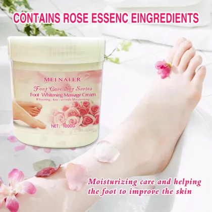 Organic Foot Whitening Massage Cream with Rose - Anti-Wrinkle Moisturizing Lotion for Foot Care
