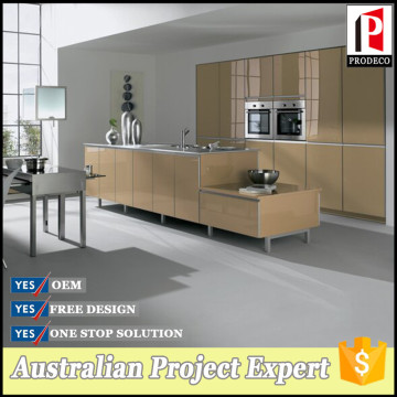 RTA flat pack high gloss Acrylic kitchen cabinet with island