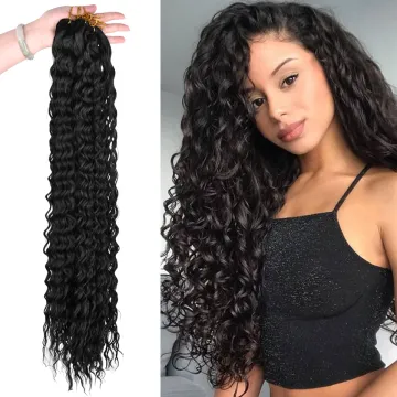 Water Wave Hair 32 inches Long Corn Curly Ombre Brown Braids Hair Deep Wavy Bulk Crochet Braiding Synthetic Hair Extensions