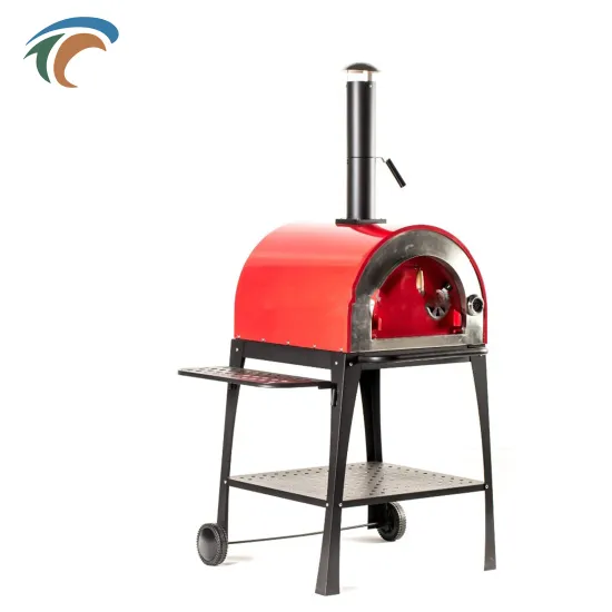 Wood Fired Pizza Oven Cooking Stainless Steel Body Wheels Included