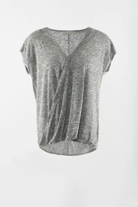 Novelty grey short sleeve cap sleeve pullover
