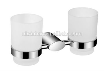 Contemporary styled,wall mounted brass double tumbler holder