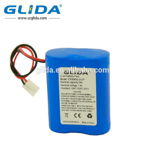 7.4V 5Ah 26650- 2S1P li-ion battery pack