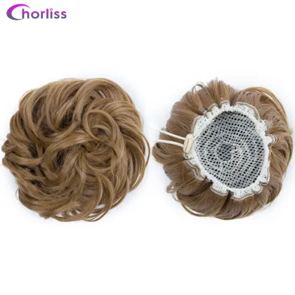 Wholesale Ombre Scrunchie Elegant Beauty Hair Bun Chignon Drawstring Wave Curly Synthetic Hair Chignon Bun For Women