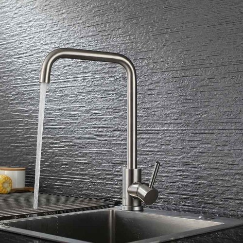 Stainless Steel Single Handle Brushed Kitchen Sink Faucet
