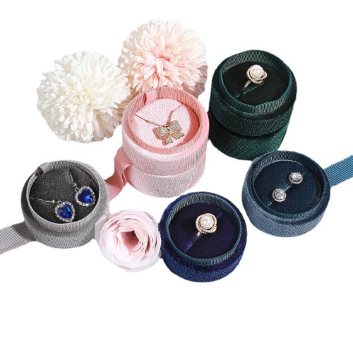 OEM LOGO Jewellery Oval Ring Cases Velvet Boxes