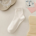 Calcetines de algodón de borde enrollado de color caramelo