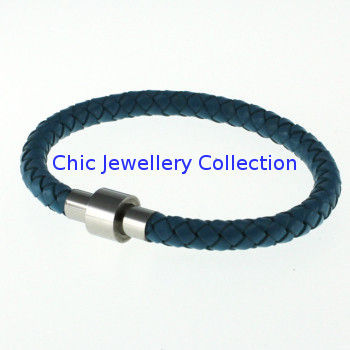 Br079 Blue 18cm * 6mm Womens Stainless Steel Bracelets With Magnetic Clasp