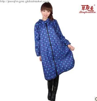blue long raincoat