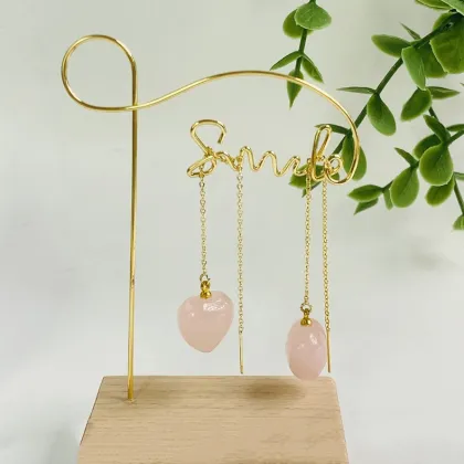 Natural Pink Crystal Sweet And Versatile Heart Earrings
