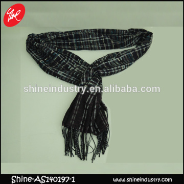 2015 check plain tassel 100% acrylic black scarf