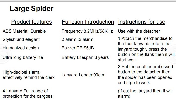 Supermarket EAS Alarming Anti-Theft Rfsecurity Spider Wrap