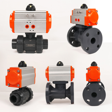 Industrial Pneumatic Actuated UPVC Ball Valve - True Union & Flanged Type