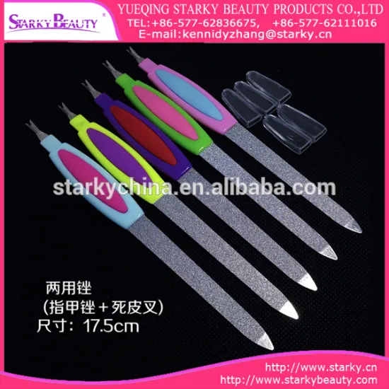 2 in 1 metal nail file with nail pusher,cuticle trimmer