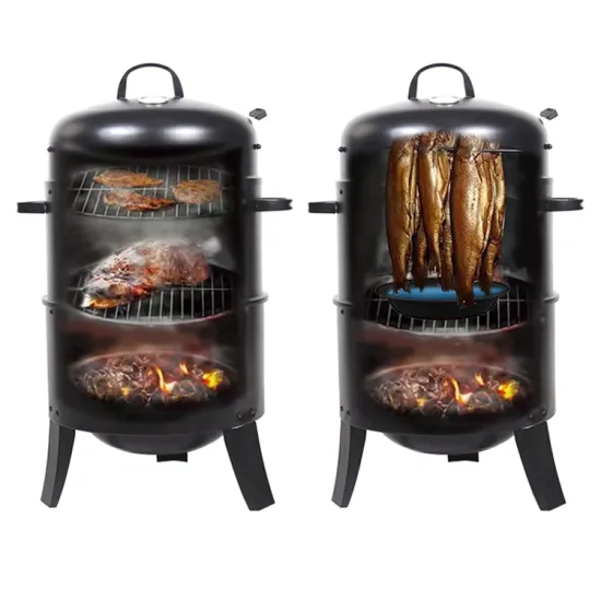 3 In 1 Smokeless Charcoal Barbecue Grill Smoker 3 Layers Tower Vertical Barrel Charcoal Bbq Grill Smoker For Fish Meat