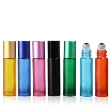 Rainbow color essential oil glass roller frosted bottle