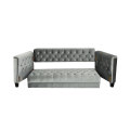 Hohe qualität Benutzerdefinierte luxuriöse lange sitzer weiche büschelige faltende graue chesterfield sofa für wohnzimmer