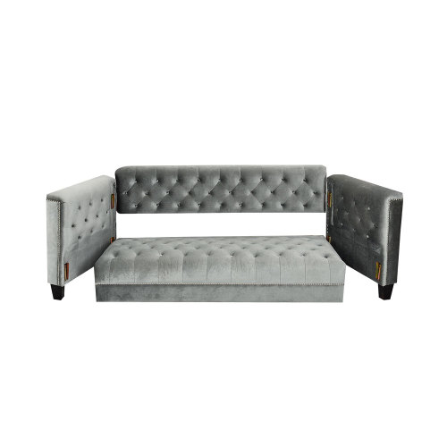 High quality custom luxury long seater soft tufted folding grey chesterfield sofa for living room