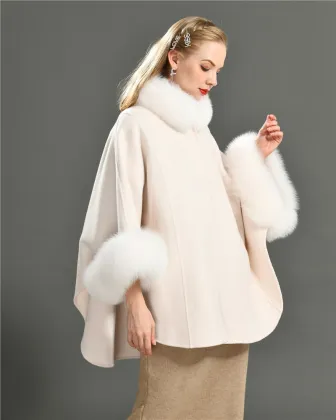 2024 Korean Women's Cashmere Wool Coat - Thick Winter Shawl Cloak