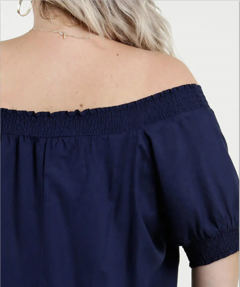 Blusa de moda con hombros descubiertos y talla grande para mujer