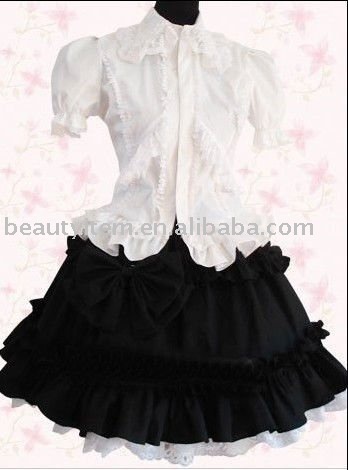 Custom-made Short sleeves black skirt dress