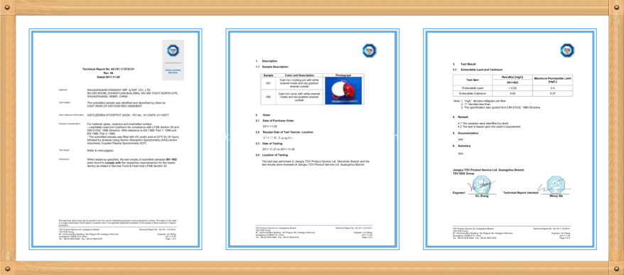 enamel casserole certification