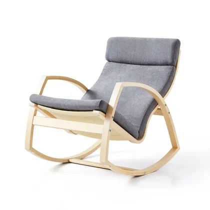Linsy Bentwood Leisure Single Seater Beige Fabric Rocking Chair