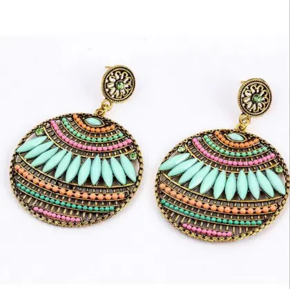 Heavy Behemian earrings, champagne colored jewelry earrings