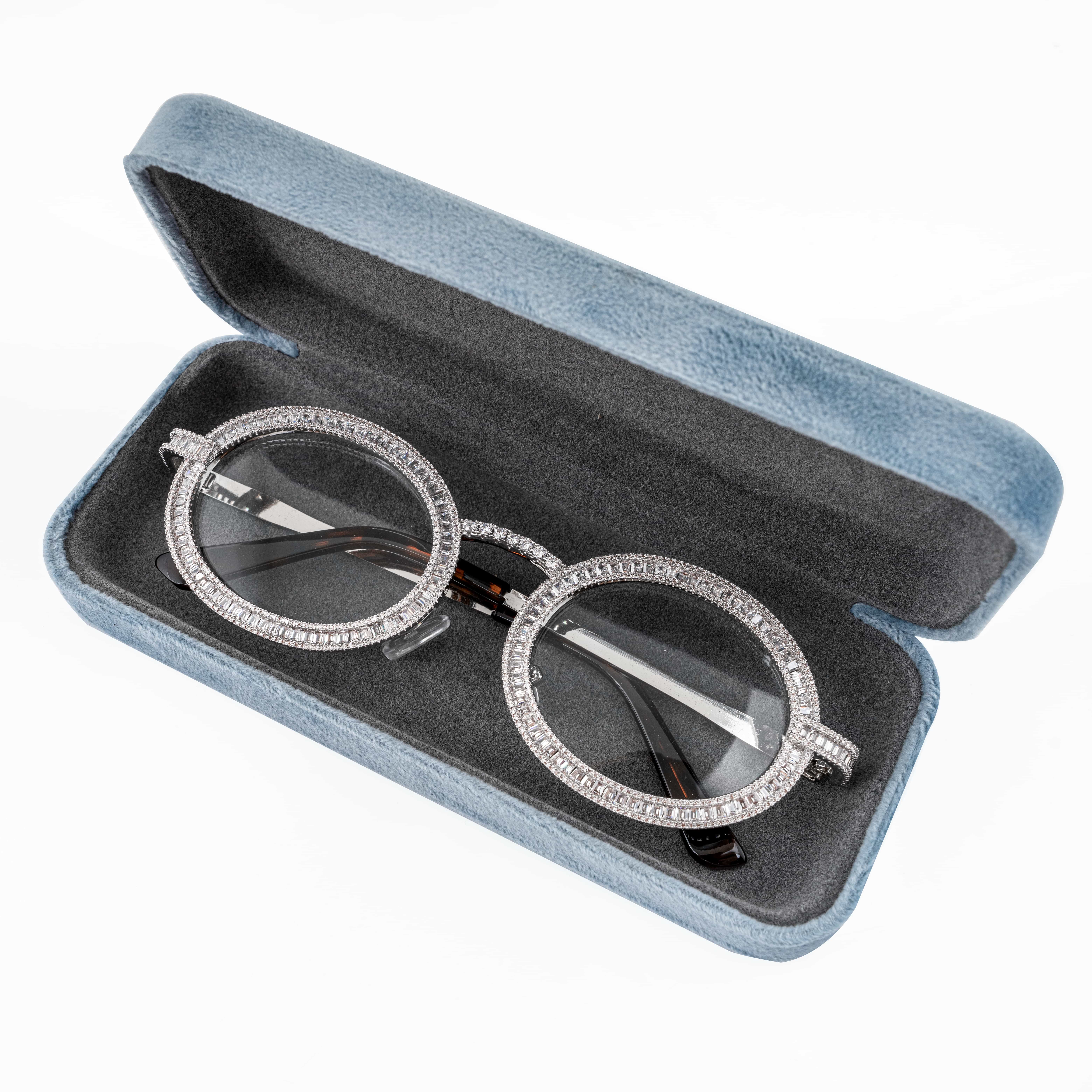 Oval Diamond Jeweled Glasses Men