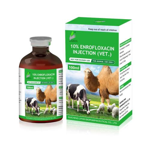 10% d&#39;injection d&#39;enfloxacine 5 ml 10 ml pour la guérison animale