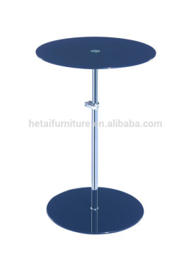 Adjustable round coffee table, modern glass small coffee table
