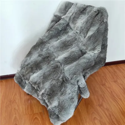 China Factory Wholesale drop shipping Rabbit Fur Blanket Carpet Luxury Real Rabbit Throw Blanket