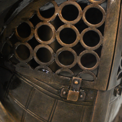 Roman Bronze Helmet Sculpture Patina and Stand Display