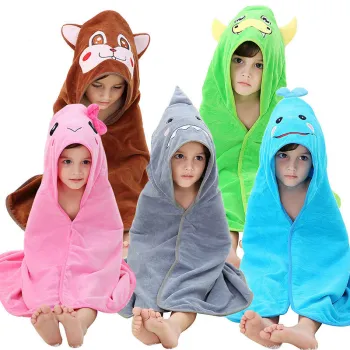 Kids Towel Toddler 100% Cotton Bathrobe Baby Boys Girls Spring Dinosaur/Animal Hooded Bath Towel 90*90cm Children Beach Blanket