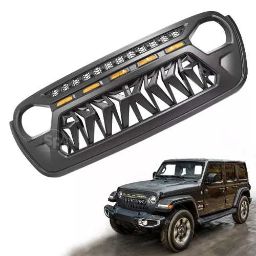 AMG Style Shark Grille with LED for 2019-2020 Jeep Wrangler JL - Plastic for Angry Jeep Owners" 

However, for better SEO and readability, you might consider:

"AMG Style Shark Grille with LED for 2019-2020 Jeep Wrangler JL - Aggressive Styling for Jeep E