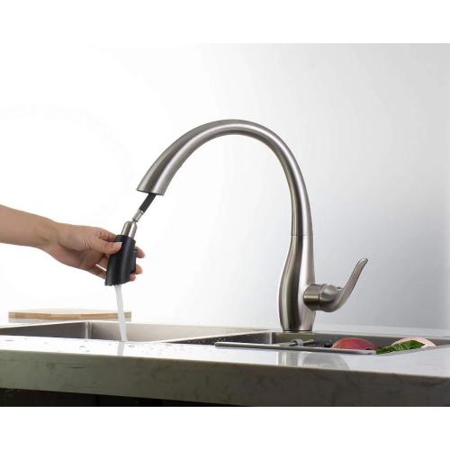 Deck mounted kitchen flexible faucet with single handle