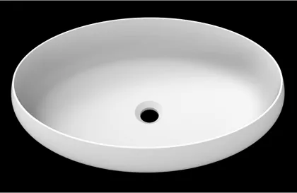 Matte stone solid surface elliptical sink for bathroom