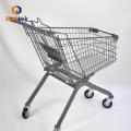 Grauer Metalleinkaufswagen Pu Wheeled Trolley